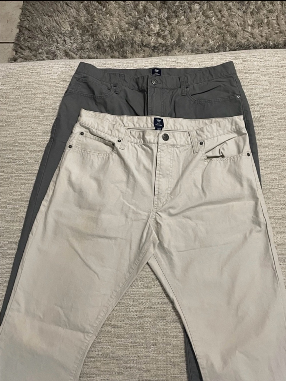 Gap Mens Slim Chino 2 Pack 36x32 NWOT Gray Bone - Picture 2 of 15